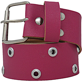                       Exotique Pink Casual Faux Leather Belt For Women (BW0028PK)                                              