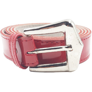                       Exotique Red Casual Faux Leather Belt For Women (BW0046RD)                                              