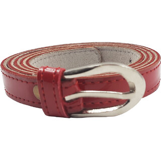                       Exotique Red Casual Faux Leather Belt For Women (BW0049RD)                                              