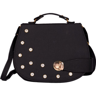                       Exotique  Black Sling Bag For Women (CW0027BK)                                              