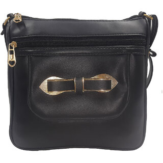                       Exotique  Black Sling Bag For Women (CW0036BK)                                              