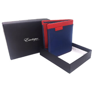                       Exotique Blue & Red Genuine Leather Wallet for Man (WM0025MU)                                              