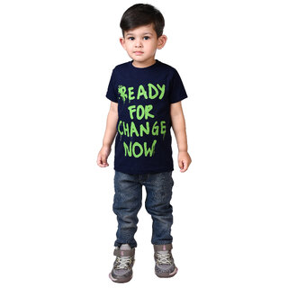                       Kid Kupboard Cotton Baby Boys T-Shirt, Dark Blue, Half-Sleeves, Crew Neck, 2-3 Years                                              