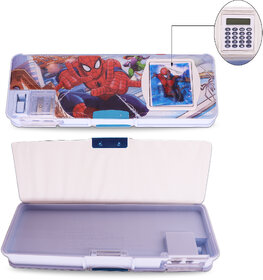 Aseenaa Magnetic Pencil Box With Sharpener Large Capacity Spider Man Theme For Kids  Pack Of 1  Colour - Purple