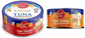 Golden Prize Combo - 1 x Tuna Chunk in Tomato Sauce and 1 x Tuna Chunk In Soyabean Oil (2 x 185gms Each)