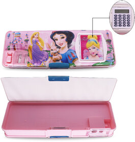 Aseenaa Magnetic Pencil Box With Sharpener Large Capacity Barbie Doll Theme For Kids  Pack Of 1  Colour - Pink