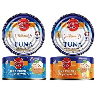                       Golden Prize Combo - 1 x Tuna Chunk in Springwater and 1 x Tuna Chunk In Soyabean Oil (2 x 185gms Each)                                              