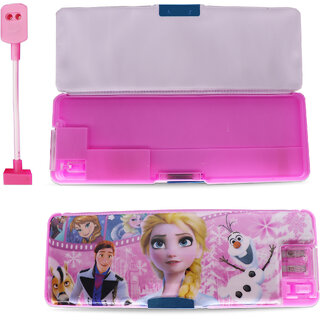                       Aseenaa Magnetic Pencil Box With Sharpener Large Capacity Barbie Doll Theme For Kids  Pack Of 1  Colour - Pink                                              