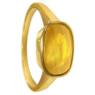                       jaipur gemstone- Untreatet A+ Quality Natural Yellow Sapphire Pukhraj Gemstone Ring Brass gold plated Sapphire Ring                                              