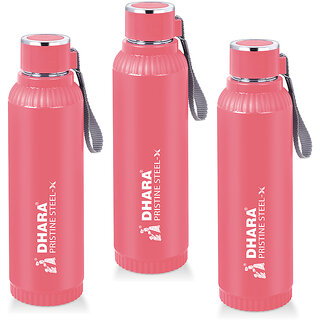                       Quench 900 Inner Steel and Outer Plastic Water Bottle, 700ml, Pink   BPA Free  Leak Proof  Office Bottle (set of 3)                                              
