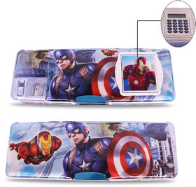 Aseenaa Magnetic Pencil Box With Sharpener Large Capacity Avengers Theme For Kids  Pack Of 1  Colour - Purple
