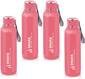 Quench 900 Inner Steel and Outer Plastic Water Bottle, 700ml, Pink   BPA Free  Leak Proof  Office Bottle (set of 4)