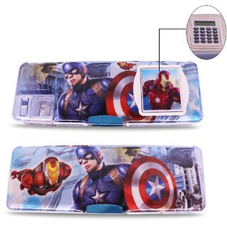 Aseenaa Magnetic Pencil Box With Sharpener Large Capacity Avengers Theme For Kids  Pack Of 1  Colour - Purple
