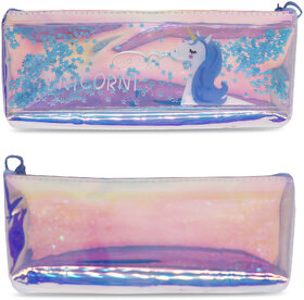 Aseenaa Unicorn Multipurpose Holographic Pencil Case With Filled Sequin Water For Kids   Pack of 1  Color - Multicolor