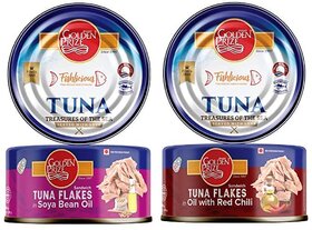 Golden Prize Combo-1 x Tuna Sandwich Flakes in Soyabean Oil and 1 x Tuna Sandwich Flakes in Oil with Red Chili 2 x 185gm