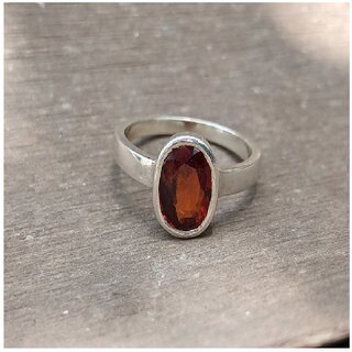                       JAIPUR GEMSTONE-gomed/hessonite adjustable silver plated rings for men and women                                              