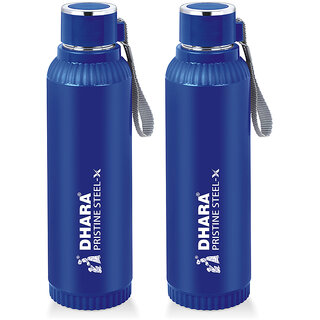 Quench 900 Inner Steel and Outer Plastic Water Bottle, 700ml, Blue  BPA Free  Leak Proof  Office Bottle ( pack of 2 )