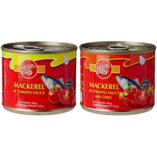Golden Prize Combo - 1 x Mackerel In Tomato Sauce and 1 x Mackerel In Tomato Sauce W/Chili (2 x 200gms Each) Golden Prize Combo - 1 x Mackerel In Tomato Sauce and 1 x Mackerel In Tomato Sauce W/Chili (2 x 200gms Each)