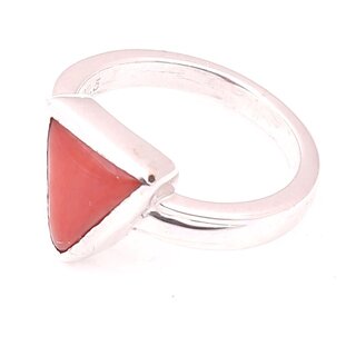                       Coral Ring Silver tringle Handmade Silver plated Ring Natural Dark Deep Red alloy Ring Engraved Women Ring                                              