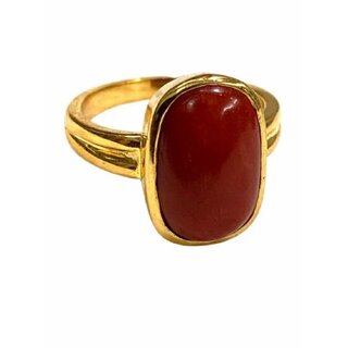                       Red Coral Ring ADJUSTABLE Original Best Quality Moonga Ring Pure gold plated  Moonga ringl                                              