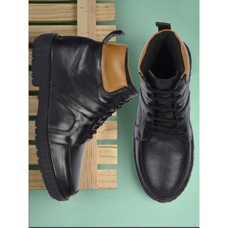 Shoeson Mens Black Lace-up Leather Boot