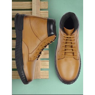 Shoeson Mens Tan Lace-up Leather Boot