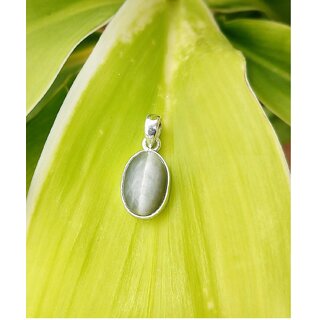                       CEYLONMINE- Natural and certified cats eye silver plated pendant                                              