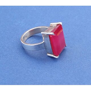                       Red Coral Ring ADJUSTABLE Moonga Ring Original Best Quality Moonga silver plated Ring                                              