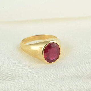                       Red Coral Ring ADJUSTABLE Moonga Ring Original Best Quality Moonga gold plated Ring                                              