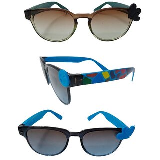                       FOREVER 99 Kids Boy and Girls sunglasses U V protected goggles combo pack of 3 Fit age 2-10 year                                              