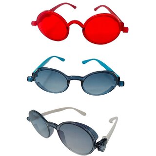                       FOREVER 99 Kids Boy and Girls sunglasses U V protected goggles combo pack of 3 Fit age 2-10 year                                              