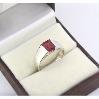                       JAIPUR GEMSTONE- natural and lab certified red squre coral(moonga) ring                                              