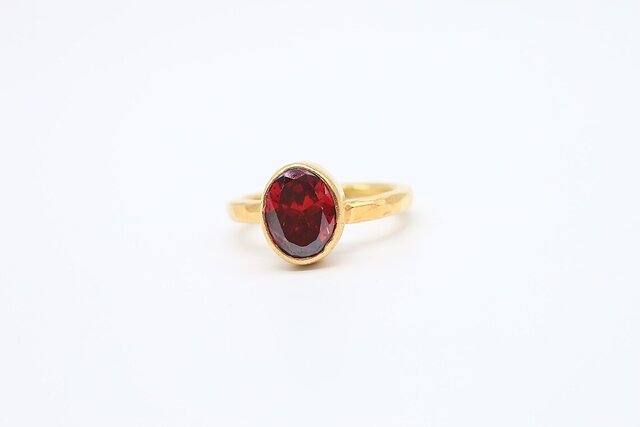 6.50 carats Natural Red Coral Ring in 18k Gold - Gleam Jewels