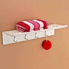 Sarvatr Acrylic Towel Rack with HOOK for Bathroom/Towel Shelf/Towel Stand (24 inch) WHITE Towel Holder