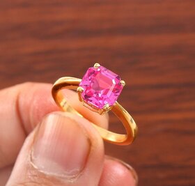 Pink sapphire Stone Ring Natural Lab Certified for unisex Stone Sapphire Gold Plated Ring