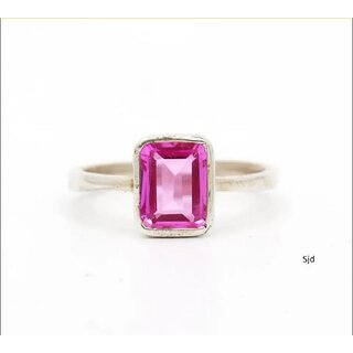                       PINK SAPPHIRE RING silver PLATED Ring adjustable alloy  ring                                              