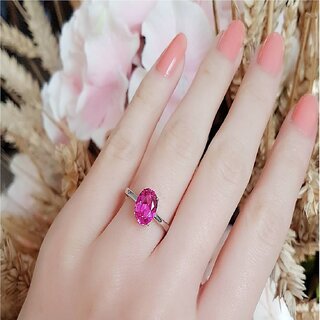                       PINK SAPPHIRE RING silver PLATED Ring adjustable alloy  ring                                              
