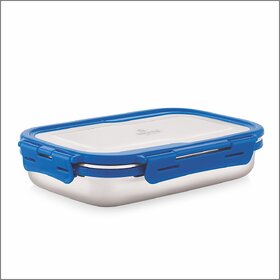 BLAZE Stainless Steel Tiffin Box with 4 Side Lock Lid, 900 ml and Inner Stainless Steel Container Blue lunch boxes