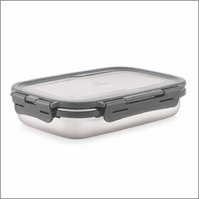 BLAZE Stainless Steel Tiffin Box with 4 Side Lock Lid, 900 ml and Inner Stainless Steel Container, Grey lunch boxes