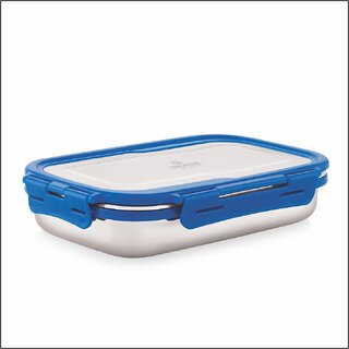                       BLAZE Stainless Steel Tiffin Box with 4 Side Lock Lid, 900 ml and Inner Stainless Steel Container Blue lunch boxes                                              