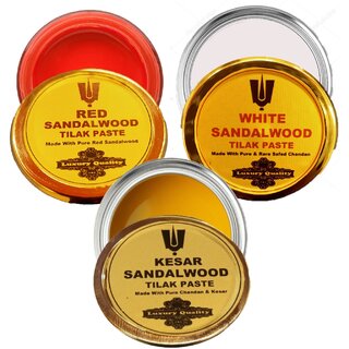                       Red Sandalwood + White Sandalwood + Kesar Chandan (Luxury Quality) Tilak Paste                                              