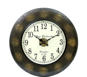 Royal Craft Palace Handcrafted with intricate brass work Zodiac Sign Wooden Clock (1818 Inch, 12 Inch Dial, Black)