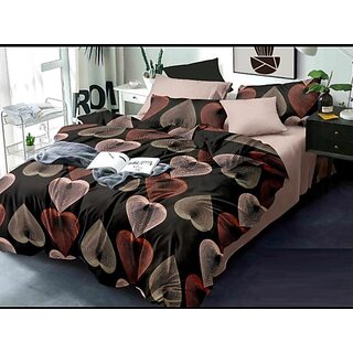                       Homeberry Dark Brown Double Bedsheet                                              