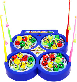 Aseenaa Magnetic Fishing Catching Game For Kids  Battery Operated  Include 32 Pieces Fishes, 4 Ponds  4 Fishing Rod