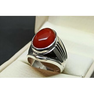                       Red gomed ring silver plated with lab certified                                              