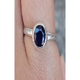                       Blue sapphire gemstone silver plated ring natural and lab certified ring                                              
