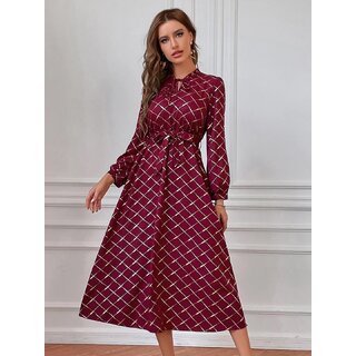                       Kotty Womens Fit and Flare Maroon Dress                                              