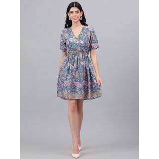                       Kotty Womens Fit and Flare Multicolor Dress                                              