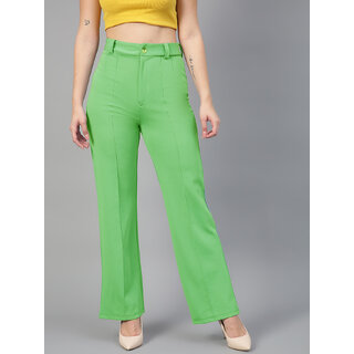                       Kotty Womens Straight Light Green Viscose Rayon Trousers                                              