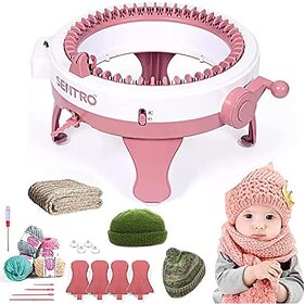 White Tiger Knit Sentro Knitting Machine 48 Needles Loom Machine with Row CounterKnitting Board Rotating Double Knit Loom Machine Kit for HomeOther Pink Plastic